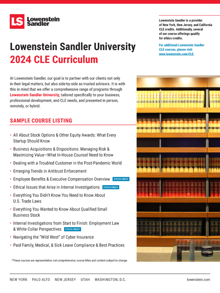 Lowenstein Sandler University 2023 CLE Curriculum