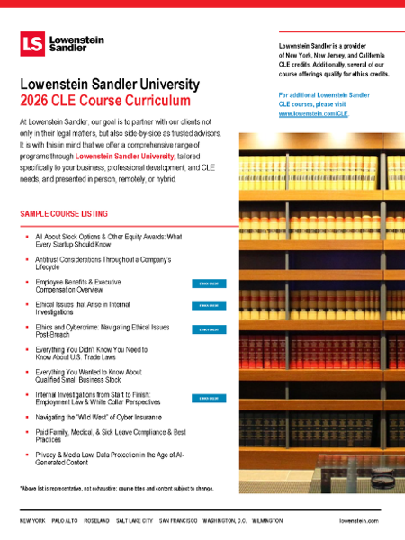 Download the Lowenstein Sandler University CLE Overview